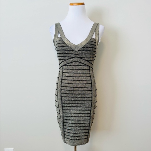 GUESS Arianna Lure Bandage Dress Gold Size Small - Picture 3 of 8